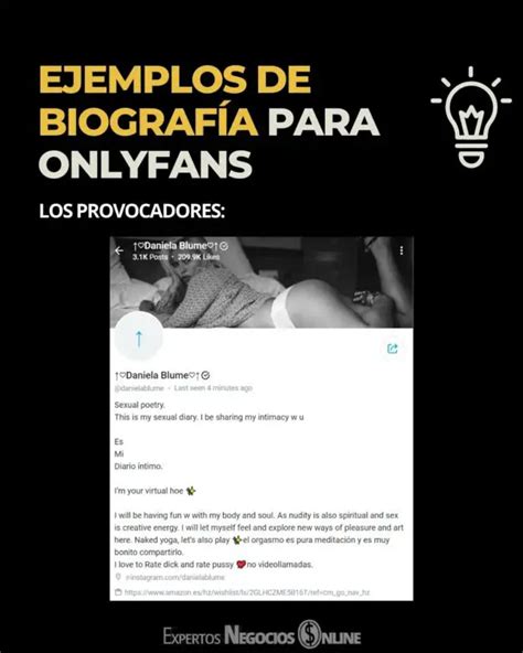 biografa para onlyfans ejemplos|Crear una biografía para OnlyFans atractiva